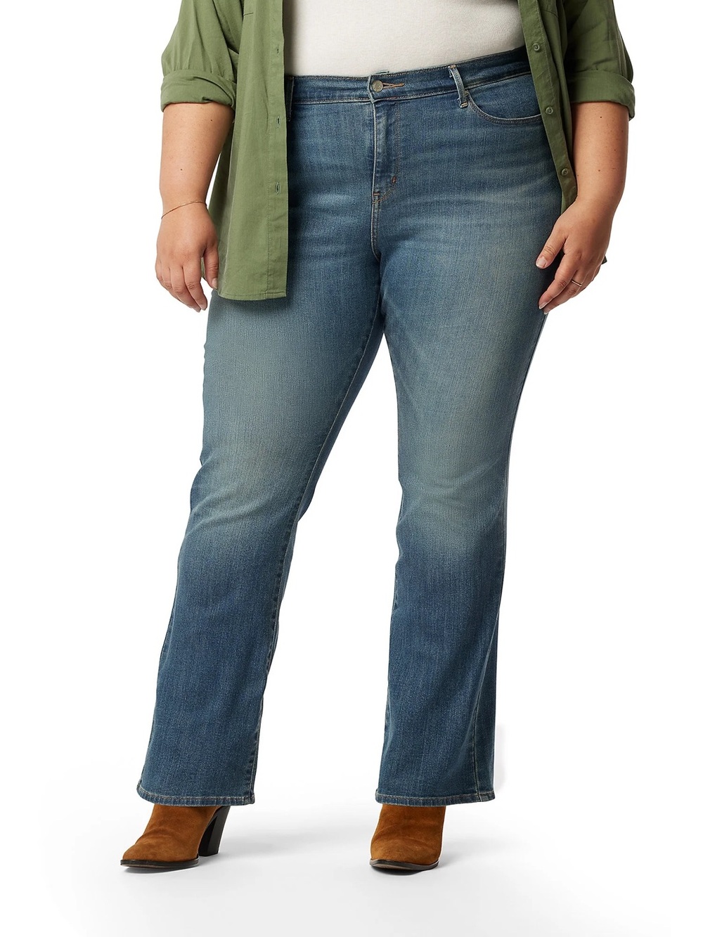 Levi Strauss Signature Women's Modern Mid-rise Skinny Jeans-light wash blue - Picture 2 of 11